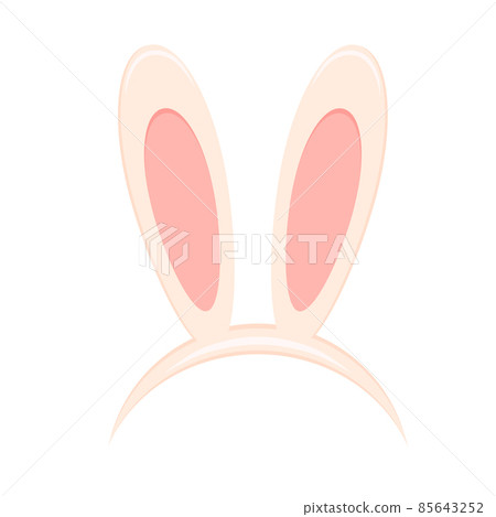 Easter bunny ears mask. Rabbit ear spring hat in flat style. Headdress, costume element for Easter Easter bunny ears mask. Rabbit ear spring hat in flat style. Headdress, costume element for Easter 85643252