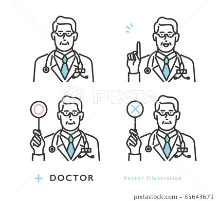 具有各種面部表情的醫生頭像圖標集素材 85643671