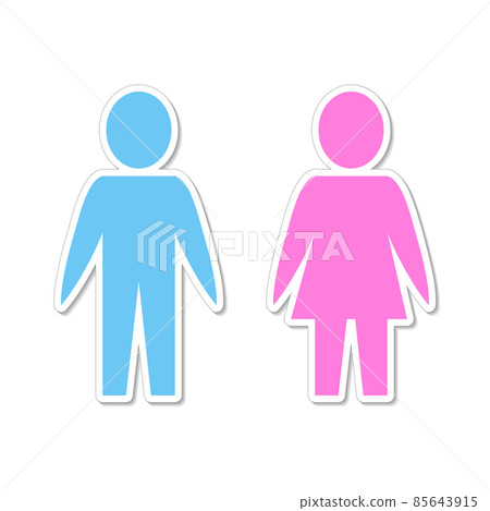 silhouette paper people man and woman blue and pink on white, stock vector illustration silhouette paper people man and woman blue and pink on white, stock vector illustration 85643915