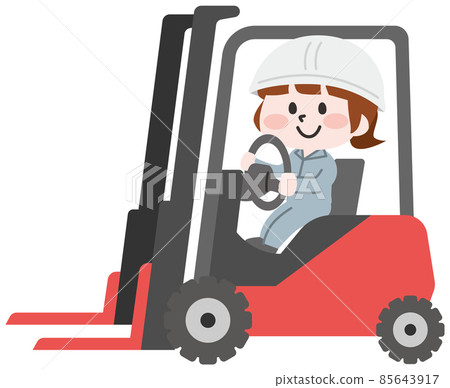 Woman driving a forklift Woman driving a forklift 85643917