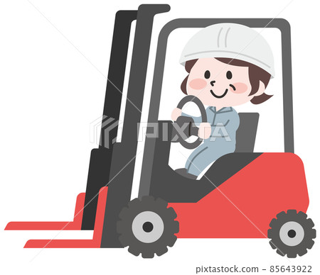 Senior female driving a forklift Senior female driving a forklift 85643922