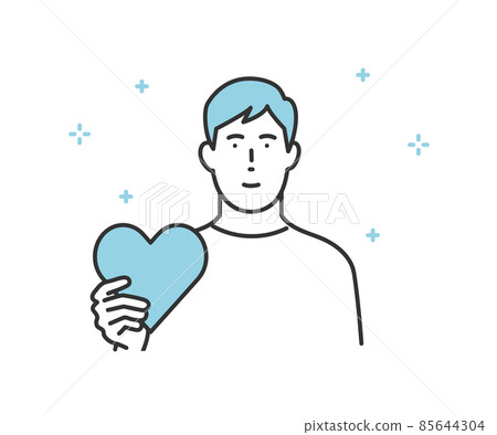 Image illustration material of a man holding a heart 85644304