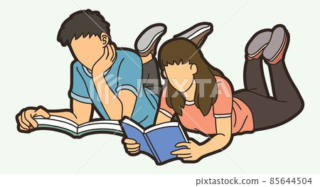 Group of Children Reading Books Together Cartoon Silhouette Graphic Vector Group of Children Reading Books Together Cartoon Silhouette Graphic Vector 85644504