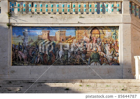 Italy, Sicily, Caltagirone, Santa Maria del Monte Grand Staircase "Scala" top tile 85644787