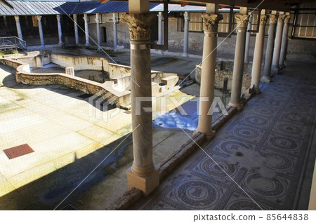 Italy, Sicily, Piazza Armerina, ancient Roman villa in Casale, mosaic floor 85644838