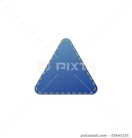 riangle delta denim patch with stitches, realistic vector illustration isolated. 85645105