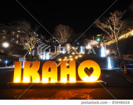 Ikaho Onsen entrance to Ishidangai at night Ikaho Onsen entrance to Ishidangai at night 85646026
