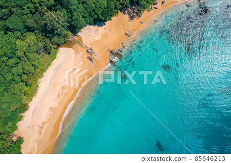 Aerial view of Laem Singh beach in Phuket, Thailand 85646213