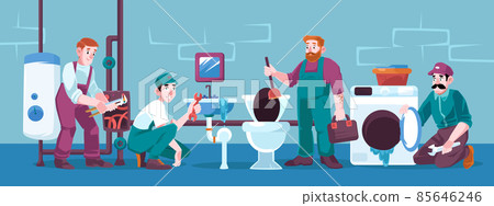 Plumbers repair broken plumbing and fix technics 85646246
