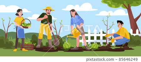 Gardening or farm works in garden, people working 85646249