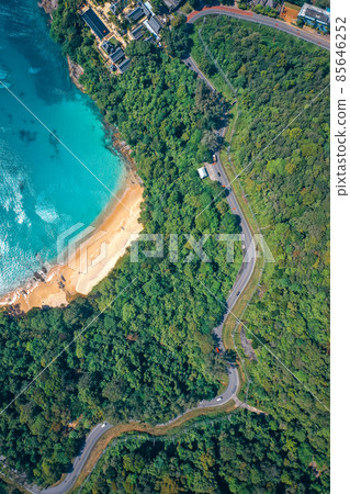 Aerial view of Laem Singh beach in Phuket, Thailand 85646252