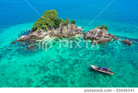 Aerial view of Koh Khai Nuai, the cat island in Phuket, Thailand 85646541