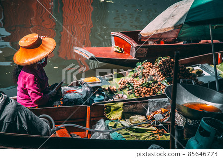 Damnoen Floating Market during covid in Ratchaburi province, Thailand 85646773