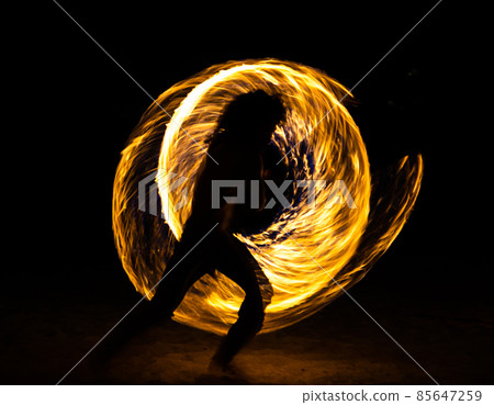 Fire show on the beach at night in Phuket, Thailand Fire show on the beach at night in Phuket, Thailand 85647259