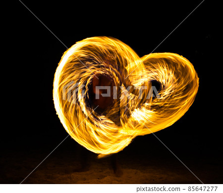 Fire show on the beach at night in Phuket, Thailand Fire show on the beach at night in Phuket, Thailand 85647277