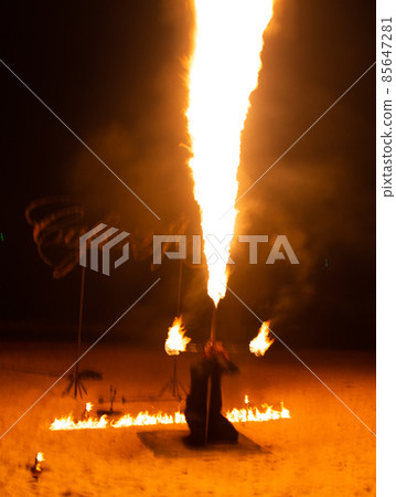 Fire show on the beach at night in Phuket, Thailand Fire show on the beach at night in Phuket, Thailand 85647281