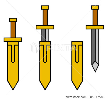 華麗的金色劍和劍鞘的插圖 華麗的金色劍和劍鞘的插圖 85647586