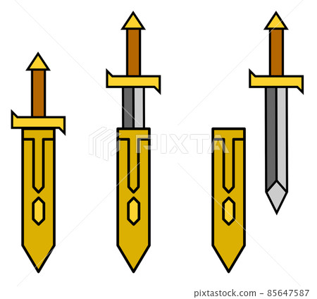 華麗的金色劍和劍鞘的插圖 華麗的金色劍和劍鞘的插圖 85647587