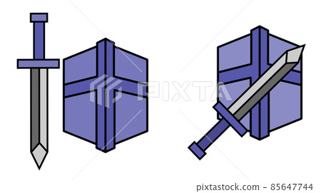 攻擊的劍和防禦的盾的插圖 攻擊的劍和防禦的盾的插圖 85647744