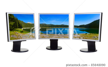 Black Lake panorama in Montenegro (my photo) on computer monitors 85648090