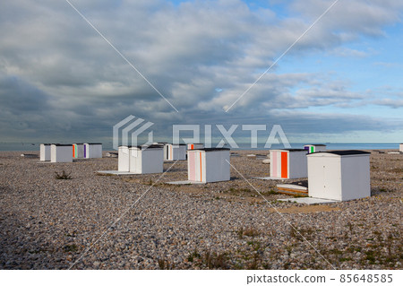End of season on the beach, Le Havre, France. 85648585