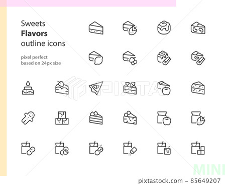 Sweets flavors outline icons 85649207