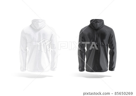 Blank black and white windbreaker mockup, back view 85650269