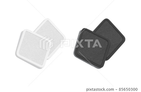 Blank black and white rhombus embroidered patch mockup pair, isolated 85650300