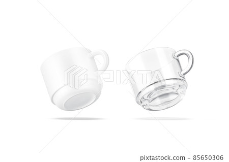 Blank ceramic and glass 8 oz mug mockup, no gravity 85650306