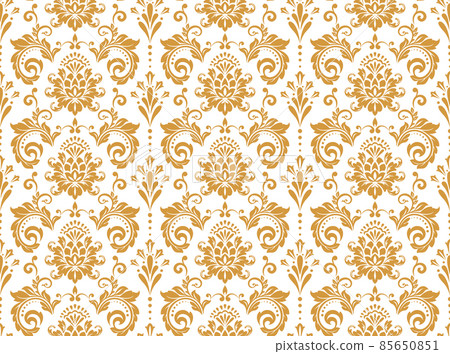 Wallpaper in the style of Baroque. Seamless vector background. White and gold floral ornament. Graphic pattern for fabric, wallpaper, packaging. Ornate Damask flower ornament Wallpaper in the style of Baroque. Seamless vector background. White and gold floral ornament. Graphic pattern for fabric, wallpaper, packaging. Ornate Damask flower ornament 85650851