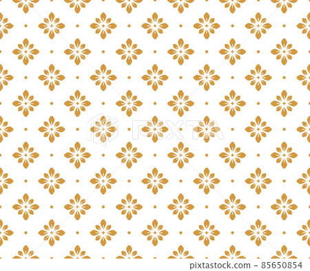 Flower geometric pattern. Seamless vector background. White and gold ornament. Ornament for fabric, wallpaper, packaging. Decorative print 85650854