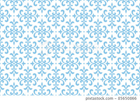 Flower geometric pattern. Seamless vector background. White and blue ornament 85650866