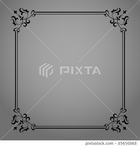 Decorative frame Elegant vector element for design in Eastern style, place for text. Floral black and gray border. Lace illustration for invitations and greeting cards 85650868