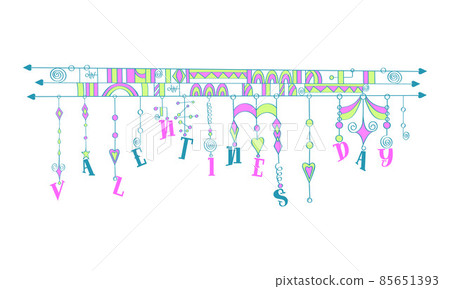 Valentines Day zen dangles, zenspiration, hand drawing doodling. Isolated, white background. Valentines Day zen dangles, zenspiration, hand drawing doodling. Isolated, white background. 85651393