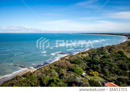 Coastline and seascape view from the Whale lighthouse, in Re island Coastline and seascape view from the Whale lighthouse, in Re island 85651723