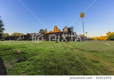 Mystical and famous ruins of Anchor Wat in Cambodia with no people in summer 85652979