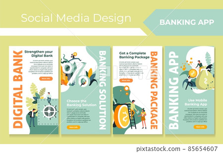 Digital banking application social media set Digital banking application social media set 85654607