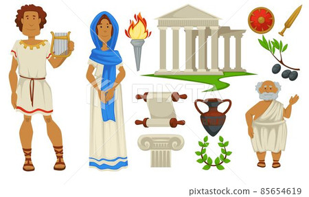 Ancient greece culture, clothes and architecture 85654619