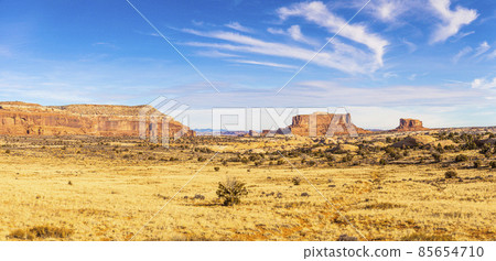 View on typical rock formations in Conyonlands National Park in Utah in winter 85654710