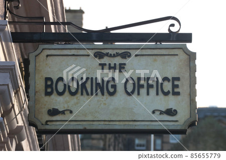 Old Booking Office Sign at a Victorian Railway Station Old Booking Office Sign at a Victorian Railway Station 85655779