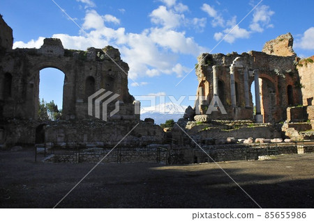 Italy, Sicily, Taormina, Greek Theater, Mount Etna 85655986