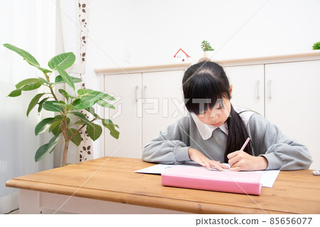 Elementary school girl studying 85656077