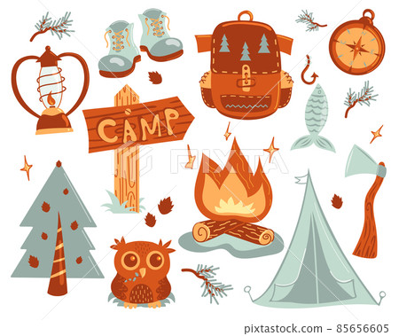 Hand drawn camping set 85656605