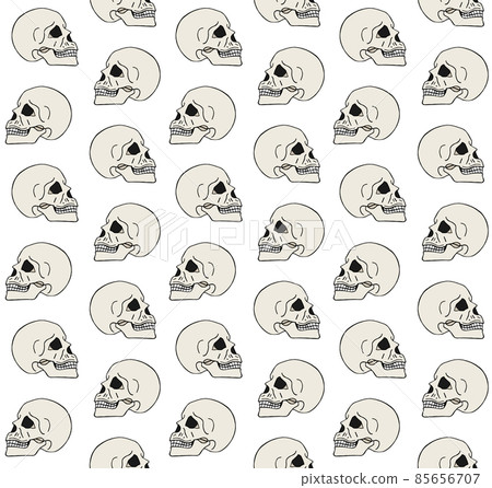 Vector seamless pattern of hand drawn skull - Stock Illustration ...