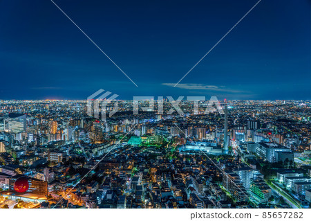 [Night view] Night view of the cityscape near Kanagawa, Tokyo Panorama HDR 85657282