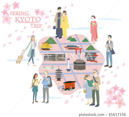 Sightseeing spots and character sets for spring Kyoto trips 85657356