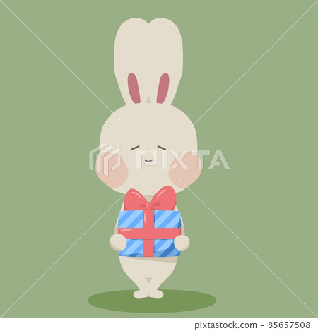 一隻白兔贈送禮物的插圖 一隻白兔贈送禮物的插圖 85657508