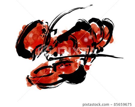 日式手繪毛筆插圖龍蝦奧馬爾蝦 85659675
