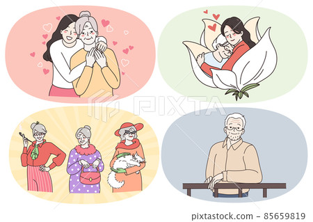 Happy grandparents getting care concept Happy grandparents getting care concept 85659819