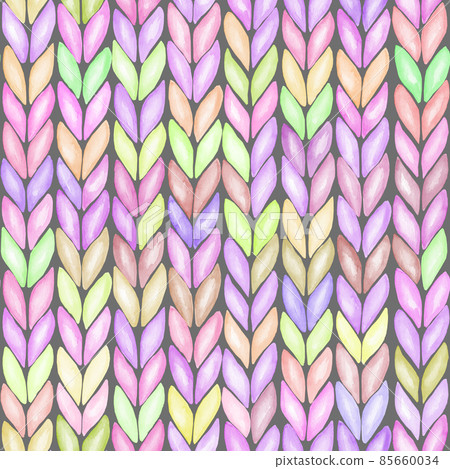 Multicolor realistic knitted seamless pattern. Watercolor hand paint cozy warm knit texture 85660034